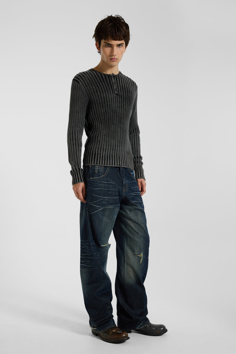 Long Sleeved Henley Knit Top – view 16