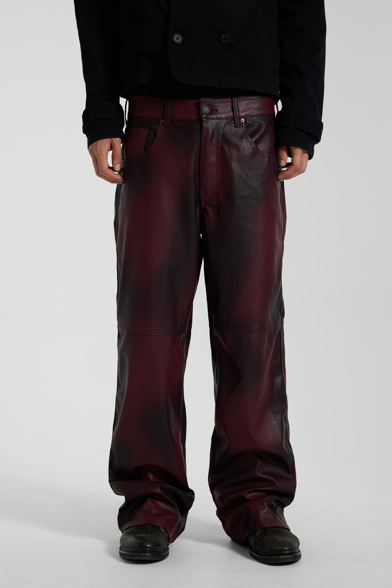 Oxblood Faux Leather Pants – view 9