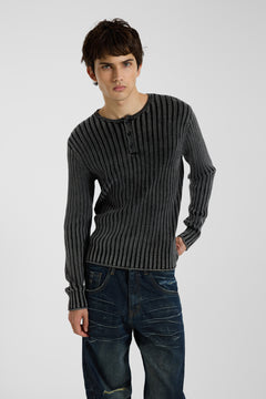 Long Sleeved Henley Knit Top – view 11