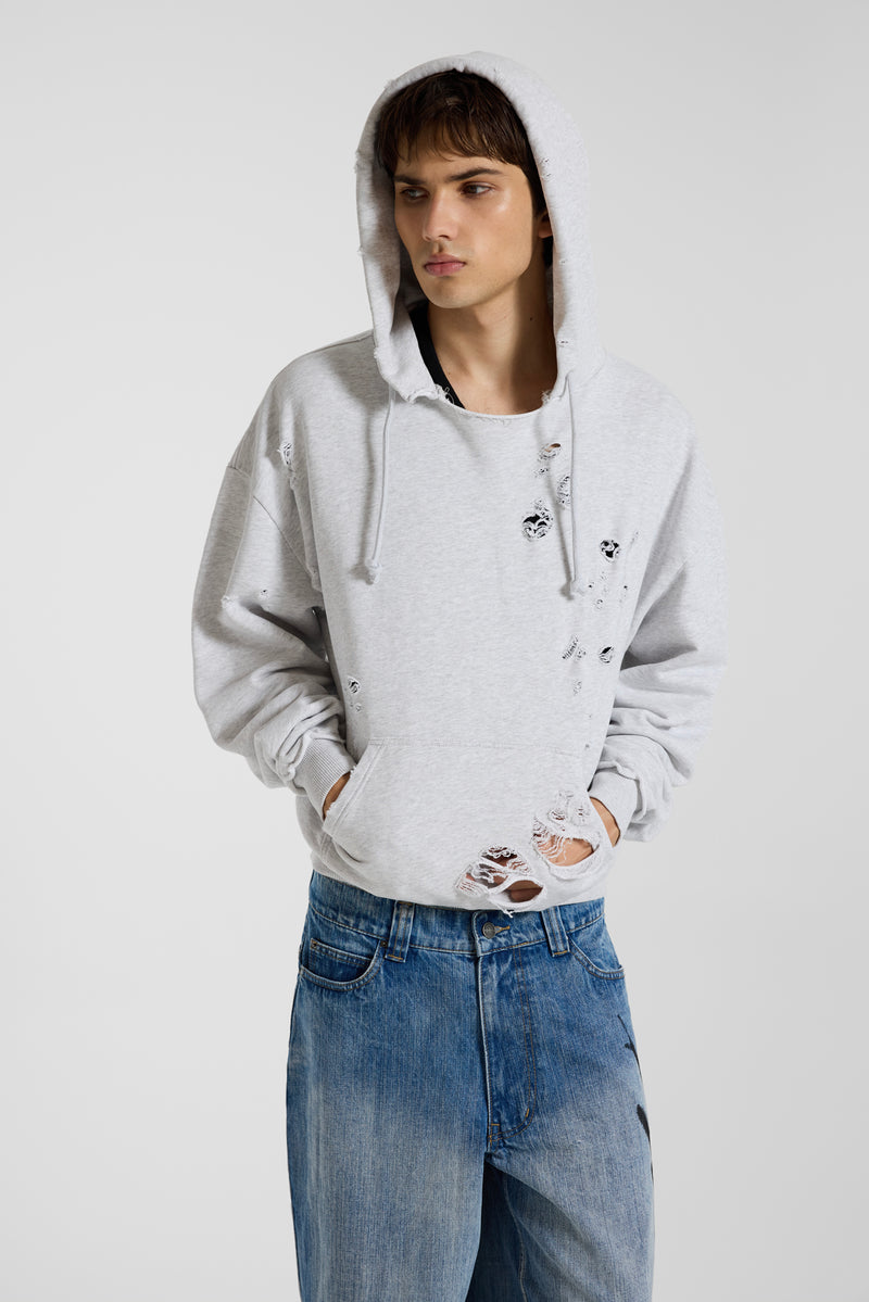 Pullover Bitten Hoodie in Grey Marl – view 16