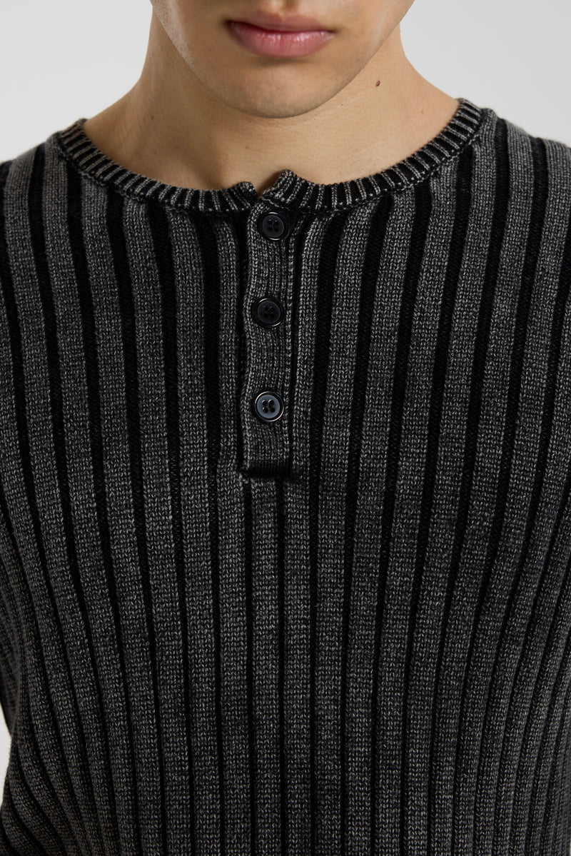 Long Sleeved Henley Knit Top – view 12