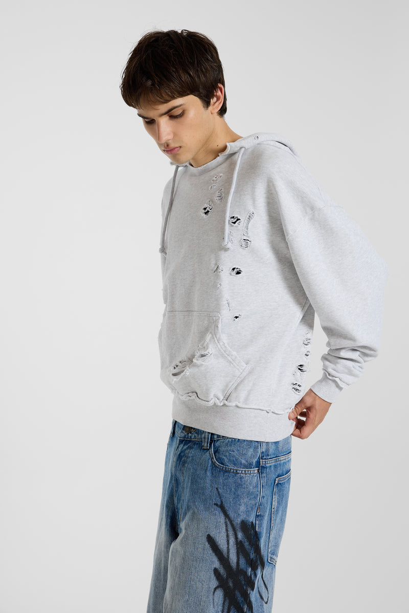 Pullover Bitten Hoodie in Grey Marl – view 12