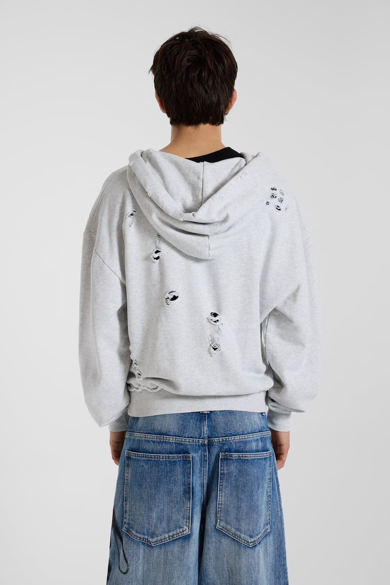Pullover Bitten Hoodie in Grey Marl – view 18